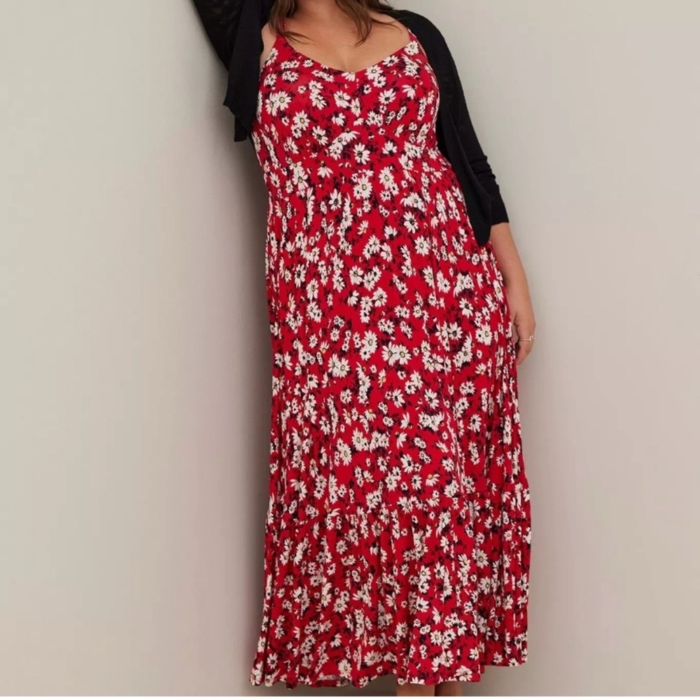 Torrid Red and White Spaghetti Strap Sundress Maxi